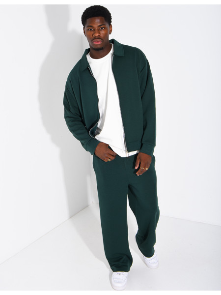 Ensemble de survêtement à gilet zippé et pantalon droit