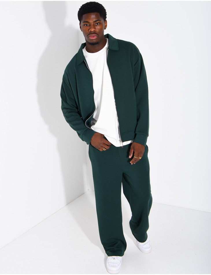 Ensemble de survêtement à gilet zippé et pantalon droit