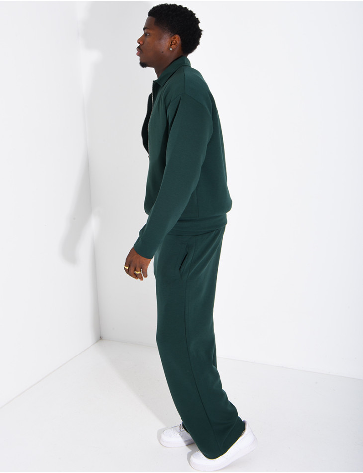Ensemble de survêtement à gilet zippé et pantalon droit