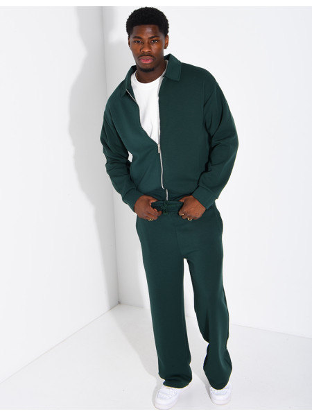 Ensemble de survêtement à gilet zippé et pantalon droit