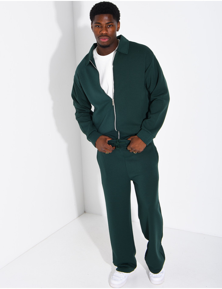 Ensemble de survêtement à gilet zippé et pantalon droit