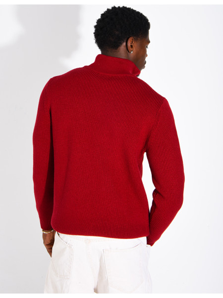 Pullover aus Rippstrick mit Stehkragen und Reißverschluss