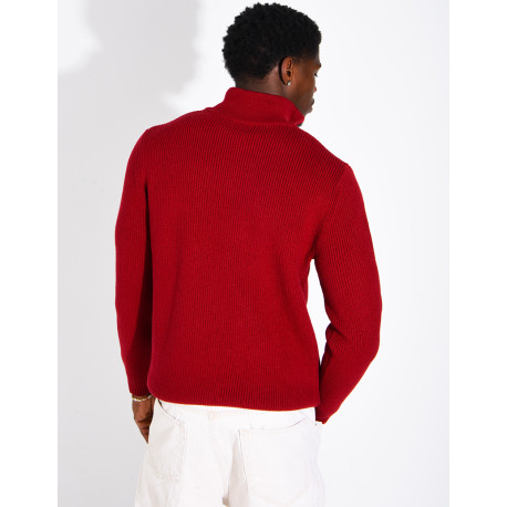 Pullover aus Rippstrick mit Stehkragen und Reißverschluss