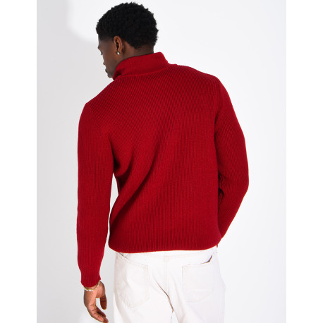 Pullover aus Rippstrick mit Stehkragen und Reißverschluss