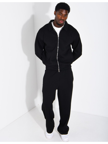 Ensemble de survêtement à gilet zippé et pantalon droit