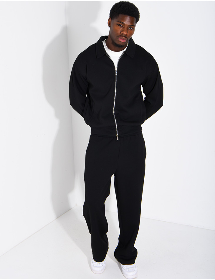 Ensemble de survêtement à gilet zippé et pantalon droit