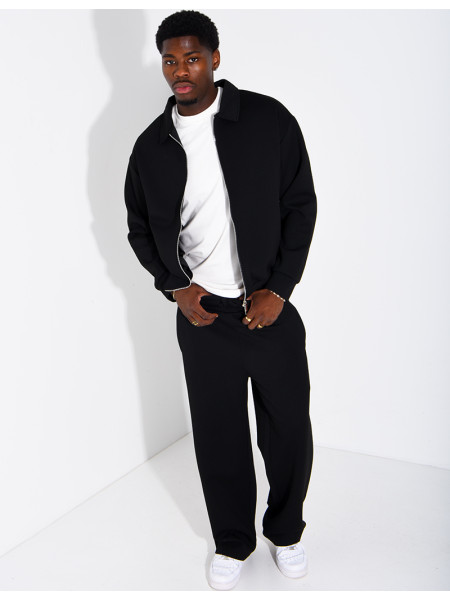 Ensemble de survêtement à gilet zippé et pantalon droit