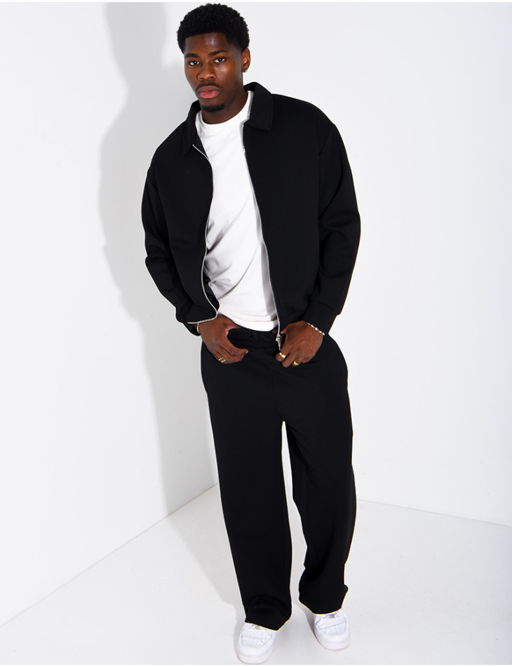 Ensemble de survêtement à gilet zippé et pantalon droit