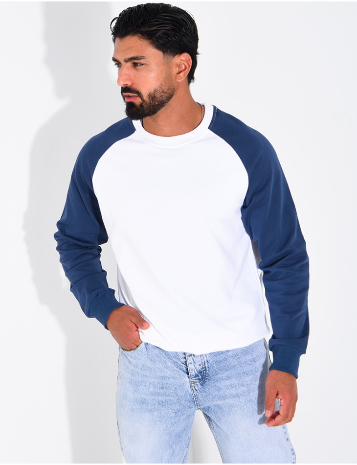 Sweat col rond bi-color