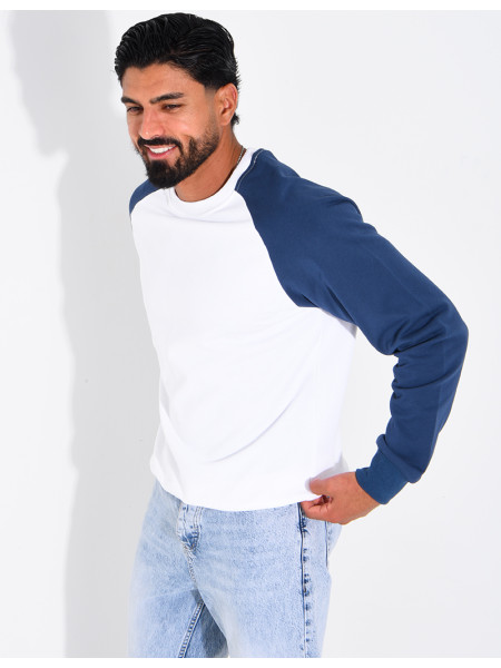 Sweat col rond bi-color