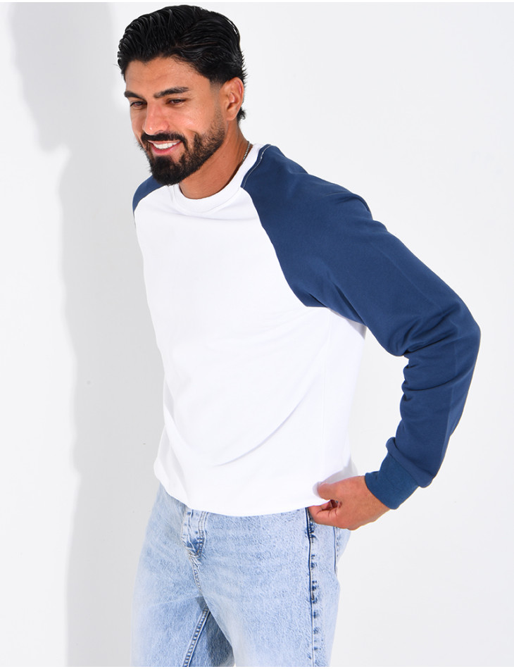 Sweat col rond bi-color