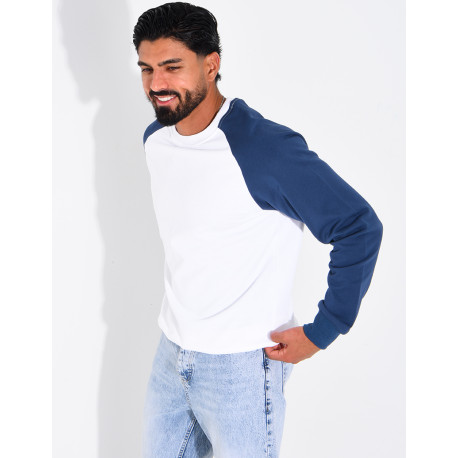 Sweat col rond bi-color