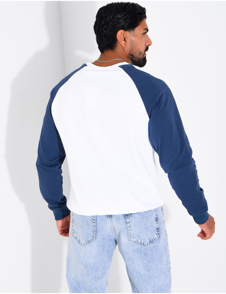 Sweat col rond bi-color