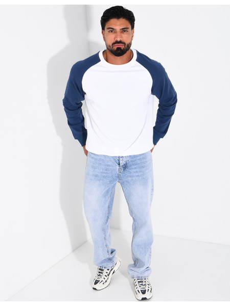 Sweat col rond bi-color