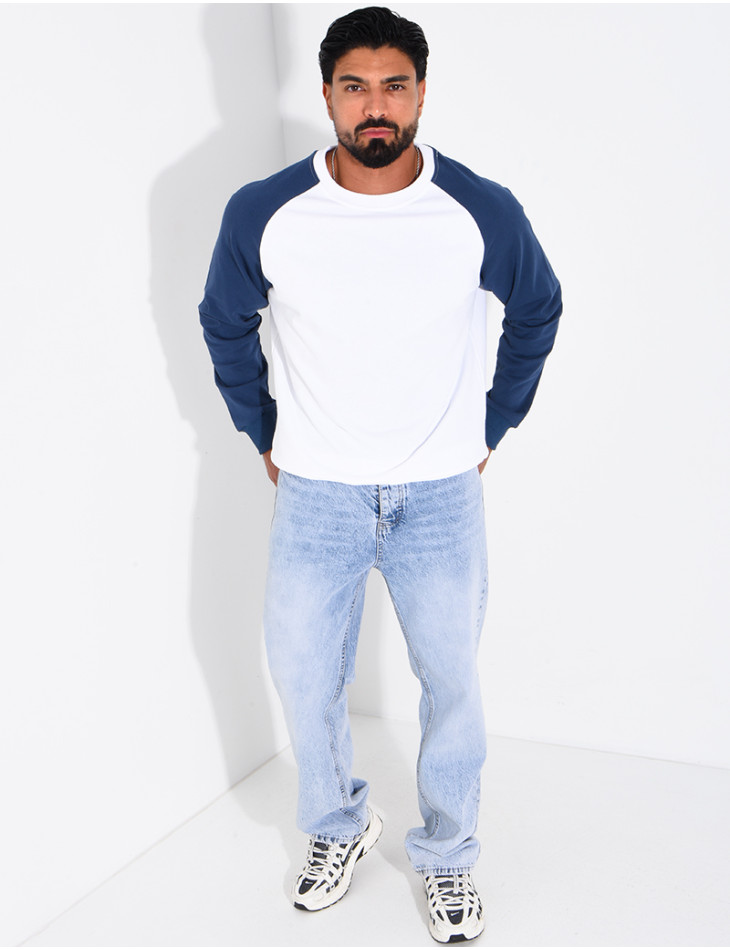 Sweat col rond bi-color