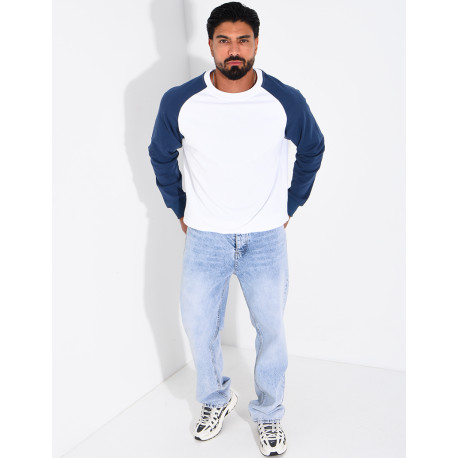 Sweat col rond bi-color