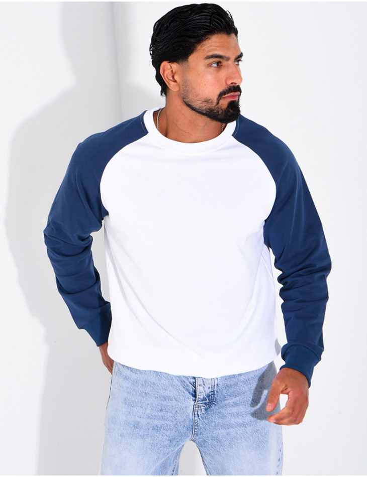 Sweat col rond bi-color