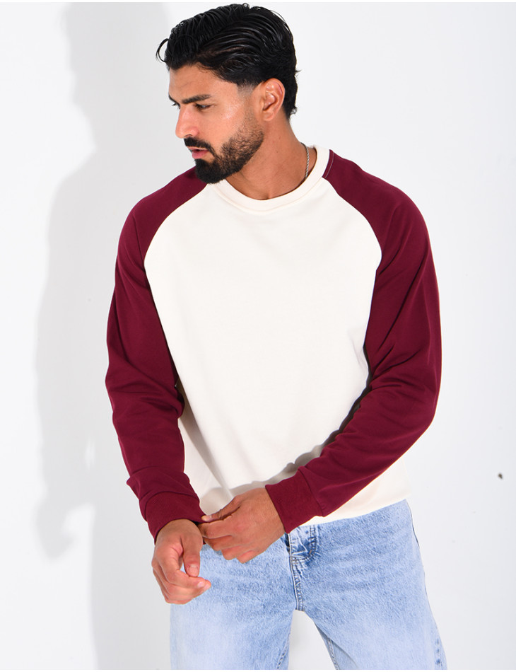 Sweat col rond bi-color