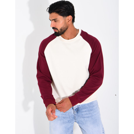 Sweat col rond bi-color