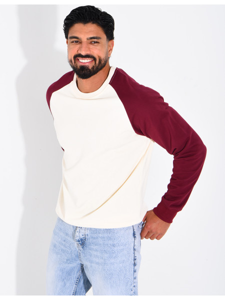 Sweat col rond bi-color