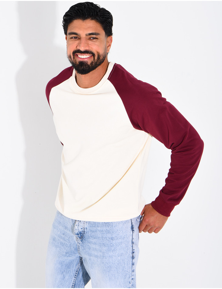 Sweat col rond bi-color