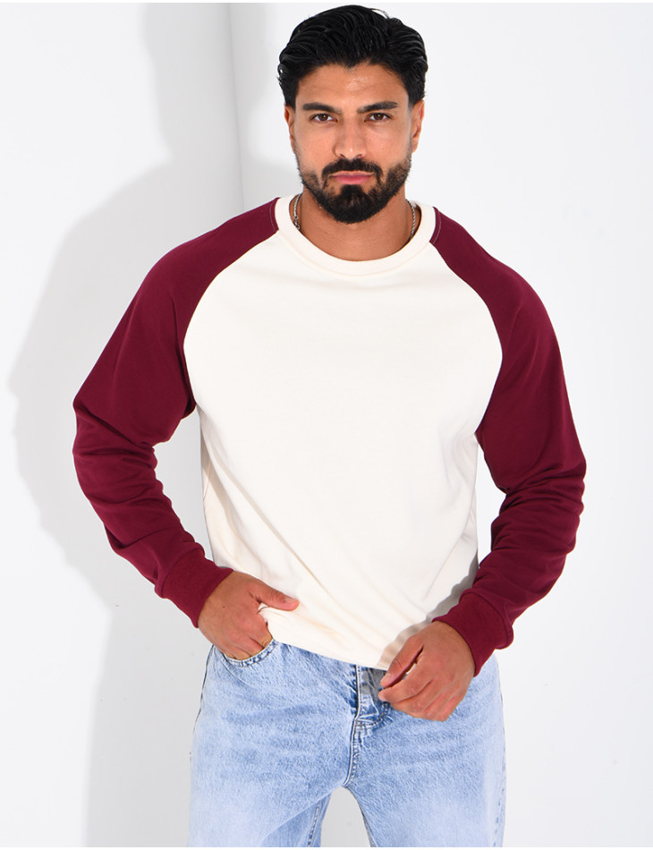 Sweat col rond bi-color