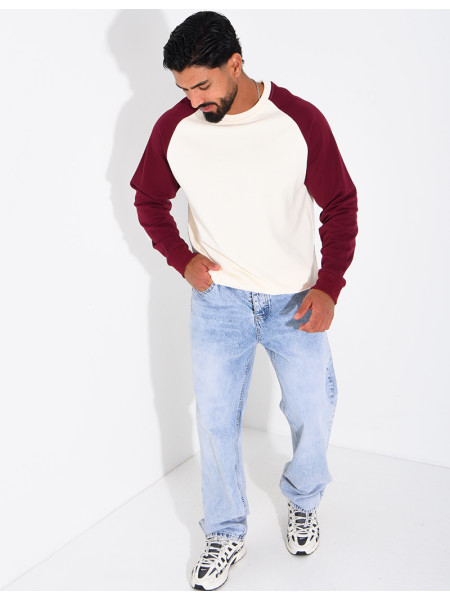 Sweat col rond bi-color
