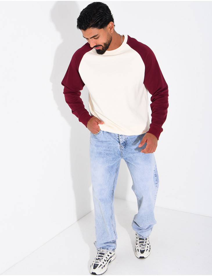 Sweat col rond bi-color