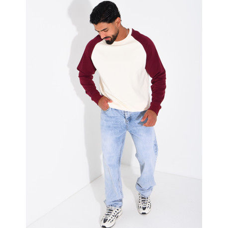Sweat col rond bi-color