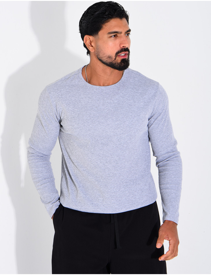 Tee-shirt côtelé manches longues
