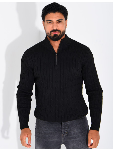 Pull en laine à col zippé