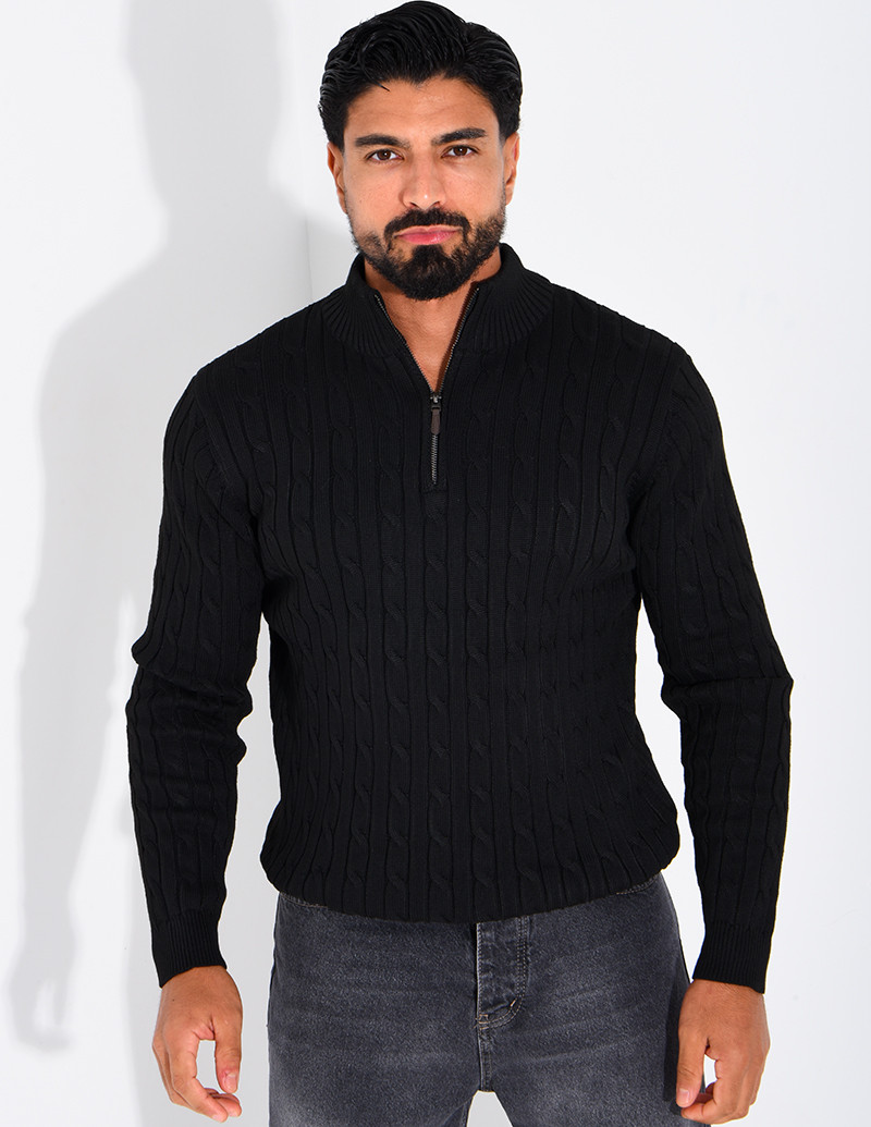 Pull en laine à col zippé