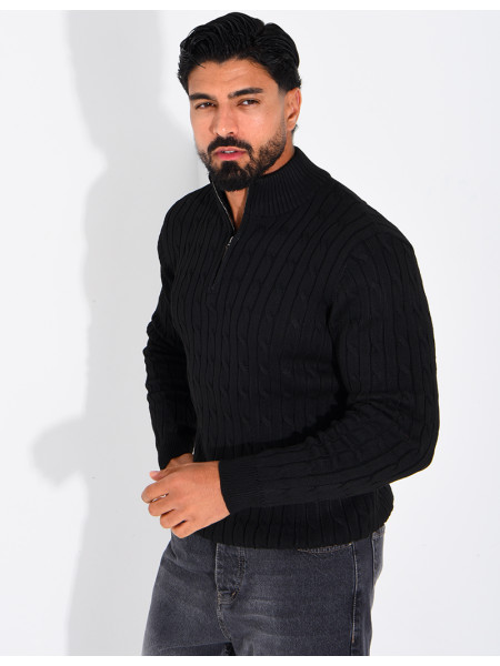 Pull en laine à col zippé