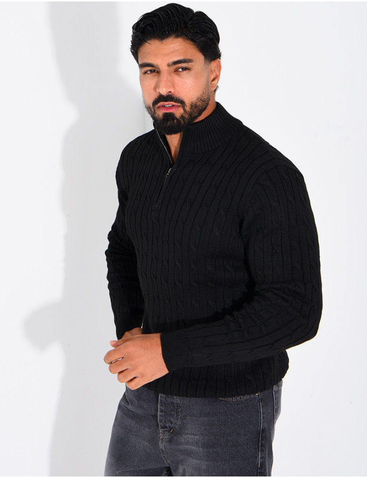 Pull en laine à col zippé