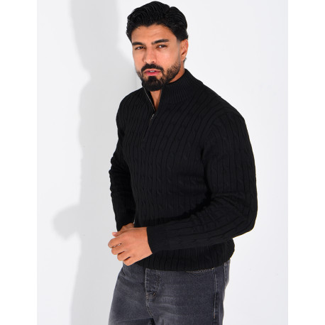 Pull en laine à col zippé