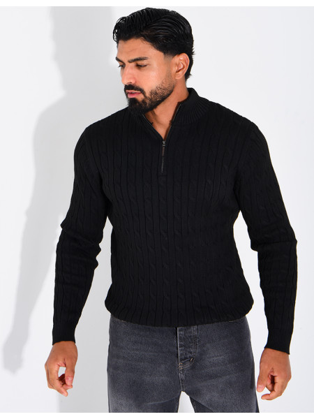 Pull en laine à col zippé