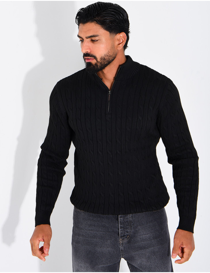 Pull en laine à col zippé