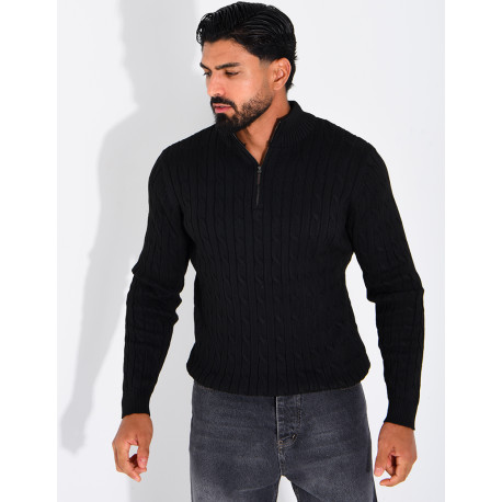 Pull en laine à col zippé