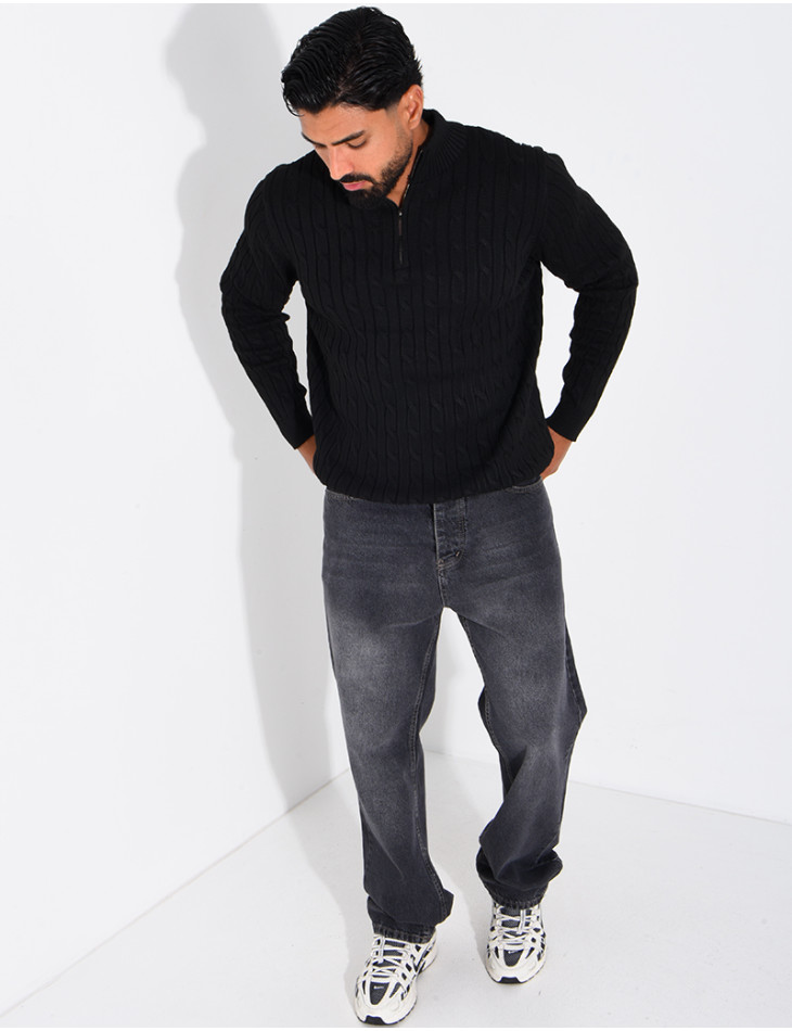 Pull en laine à col zippé