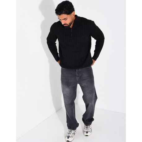 Pull en laine à col zippé