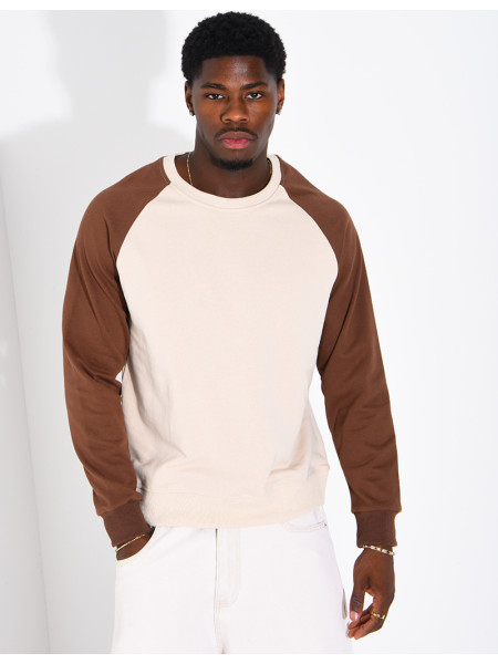 Sweat col rond bi-color