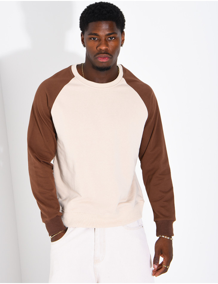 Sweat col rond bi-color