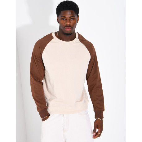 Sweat col rond bi-color