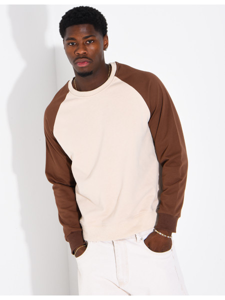 Sweat col rond bi-color