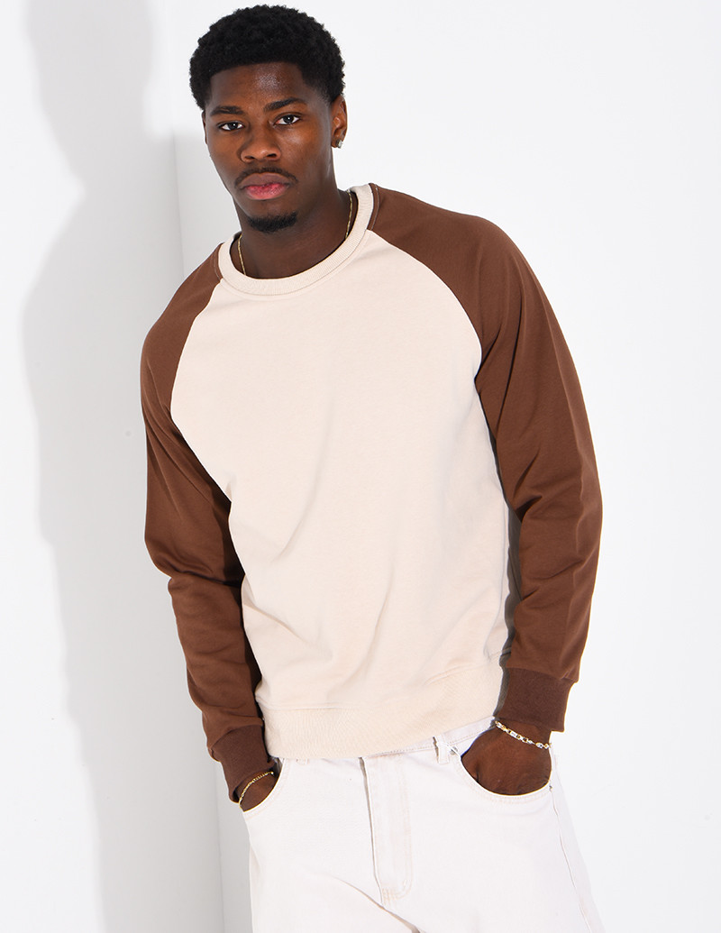 Sweat col rond bi-color