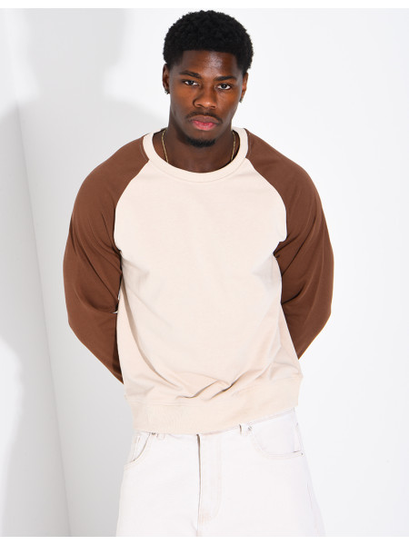 Sweat col rond bi-color
