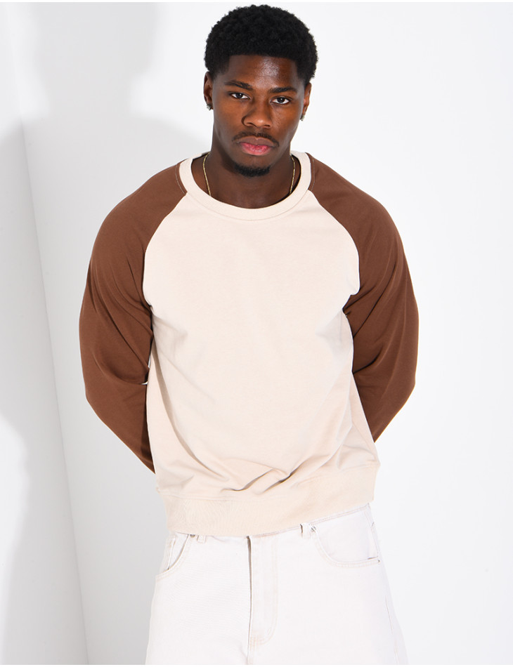 Sweat col rond bi-color