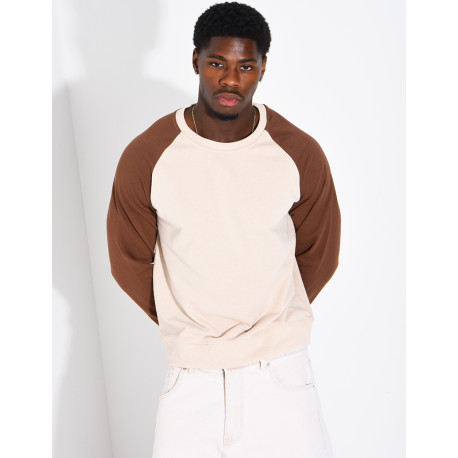 Sweat col rond bi-color