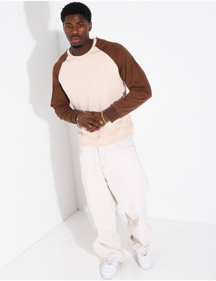 Sweat col rond bi-color