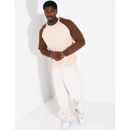 Sweat col rond bi-color